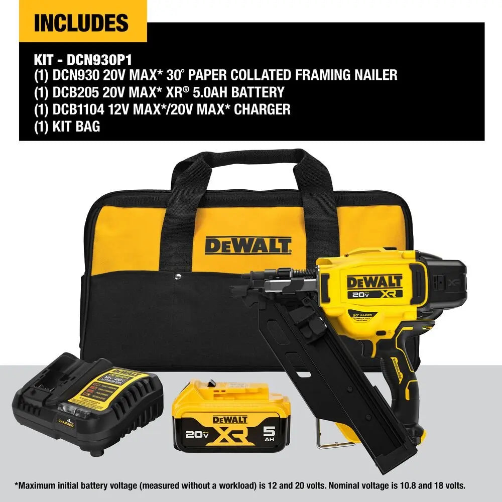 DEWALT DCN930P1 20V MAX XR Li-Ion Brushless Dual Speed Framing Nailer Kit DEWALT