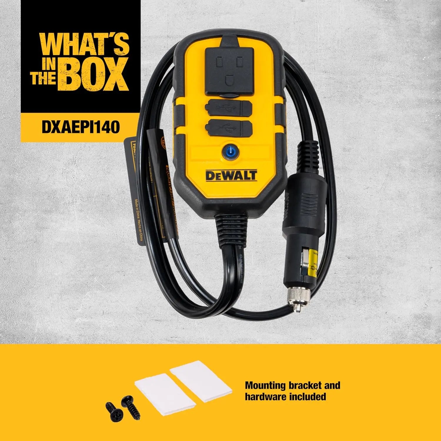 DEWALT DXAEPI140 - 140-Watt Portable Power Inverter for Car with Dual USB Ports