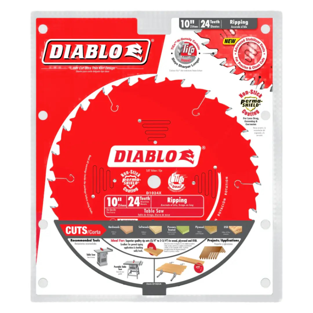 Diablo D1024X - 10" x 24-Teeth Ripping Saw Blade for Wood