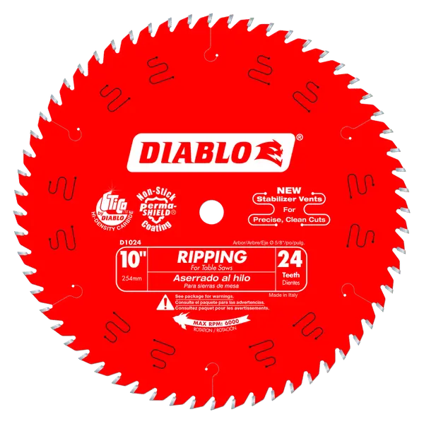 Diablo D1024X - 10" x 24-Teeth Ripping Saw Blade for Wood DIABLO