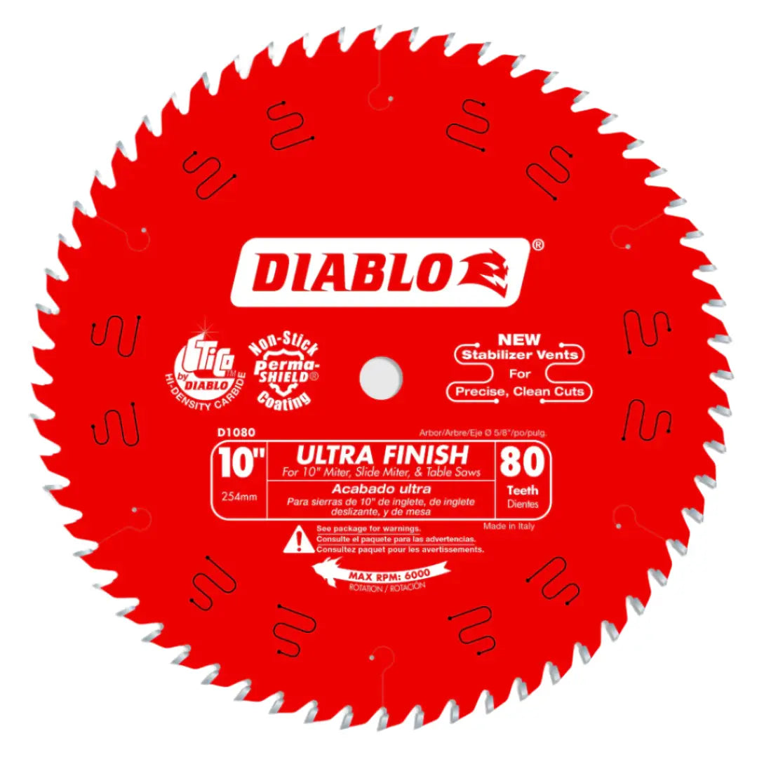 Diablo D1080X - 10" 80T Ultra Finish Blade