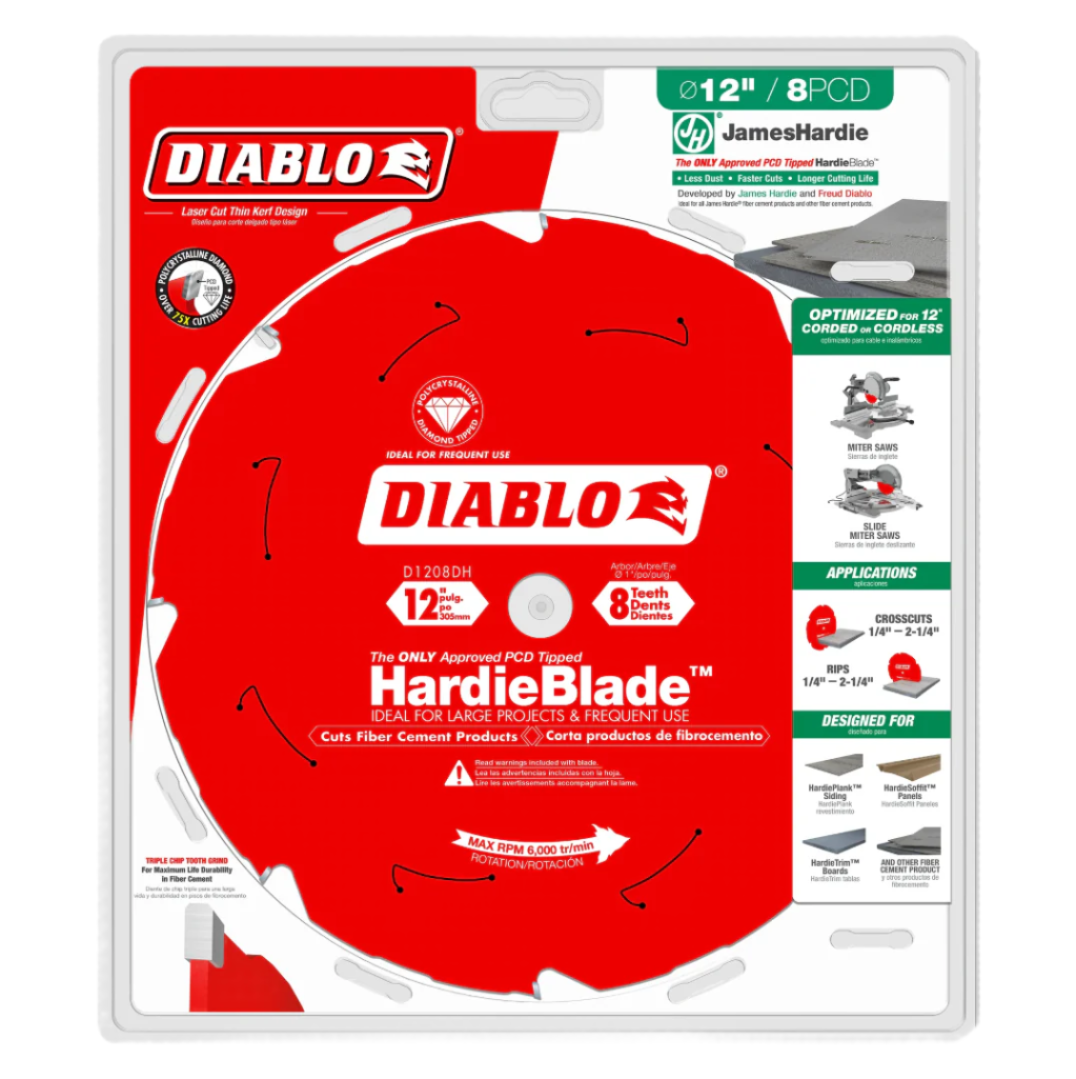 Diablo D1208DH - 12" 8T Fiber Cement Blade - Wise Line Tools