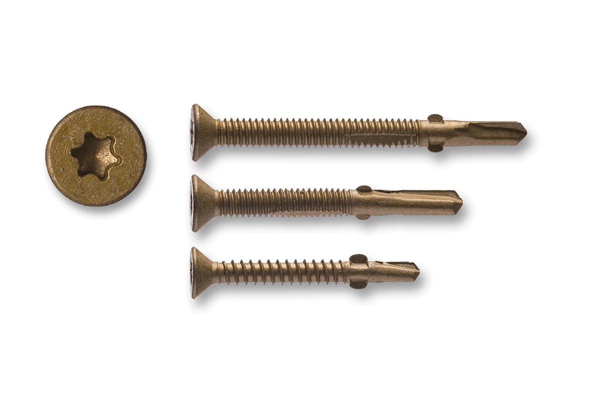 Big Timber 1FHD14314 - #14 x 3-1/4" Wood-to-Steel Self Drilling Screws, T-30, Flat Head, Bronze(37ct)1L