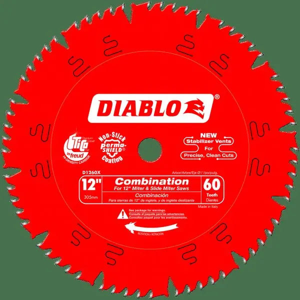 Freud Diablo 12" 60T Combination Saw Blade - Wise Line Tools