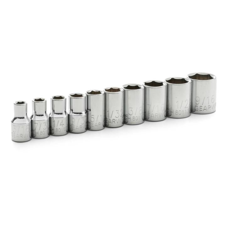 Gearwrench 80303 - 10 Piece 1/4" Drive 6 Point Standard SAE Socket Set