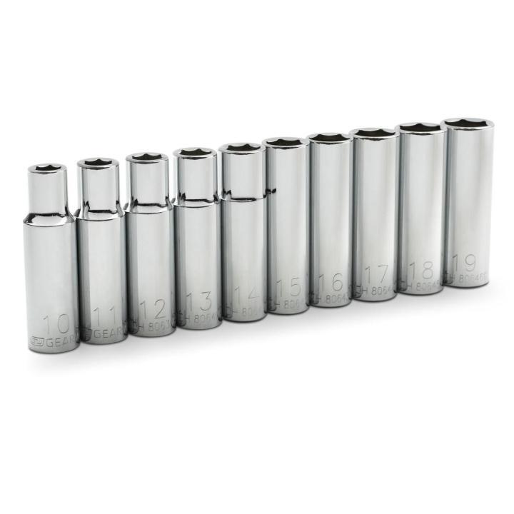 Gearwrench 80704 - 10 Piece 1/2" Drive 6 Point Deep Metric Socket Set