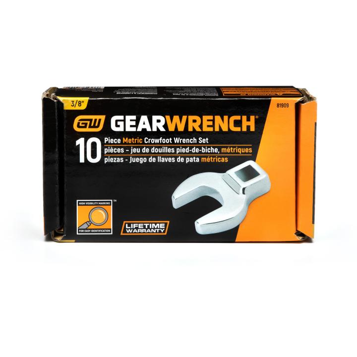 Gearwrench 81909 - 10 Piece 3/8" Drive Crowfoot Metric Wrench Set