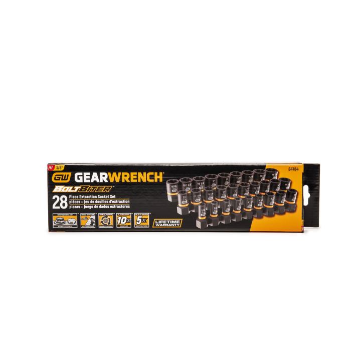 Gearwrench 84784 - 28 Piece 1/4" & 3/8" Drive Bolt Biter™ Impact Extraction Socket Set