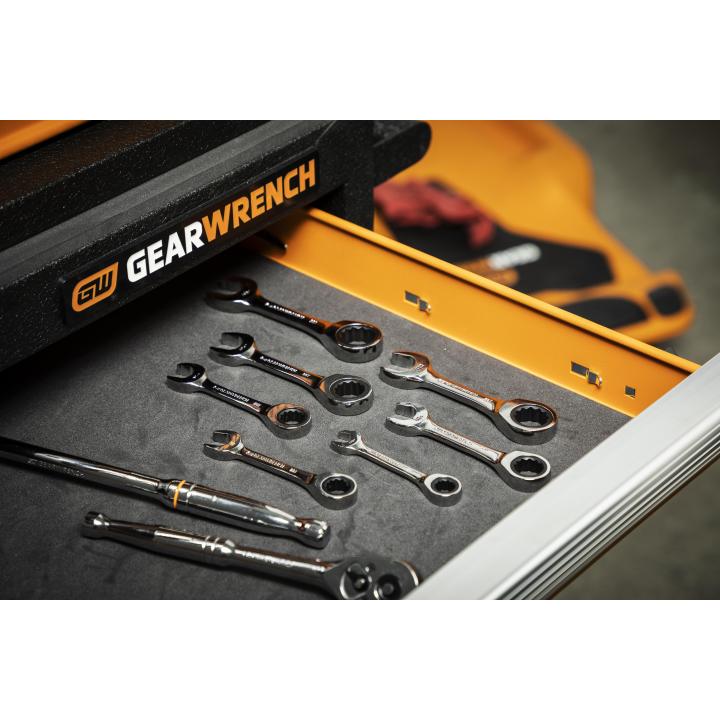 Gearwrench 86858 - 7 Piece 90-Tooth 12 Point SAE Stubby Ratcheting Combination Wrench Set