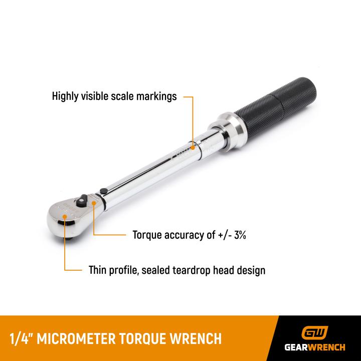 Gearwrench 85060M - 1/4” Drive Micrometer Torque Wrench 30-200 in-lb.