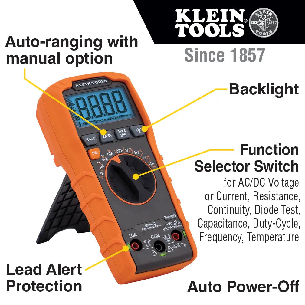 KLEIN KLE-MM420 - TRMS Auto-Ranging 600V Multimeter KLEIN
