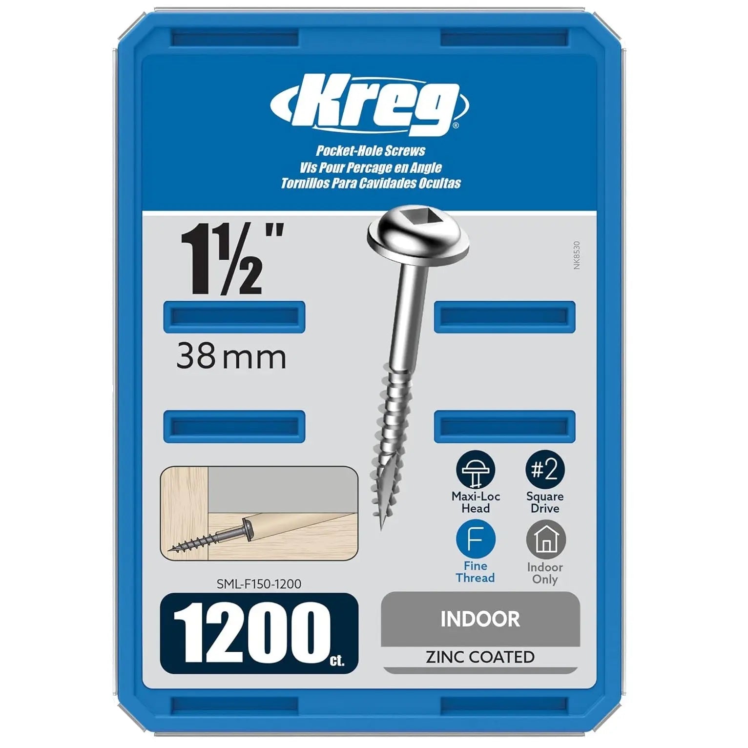 KREG SMLF150 - 1-1/2" Zinc Pocket-Hole Screws (Fine) KREG TOOLS
