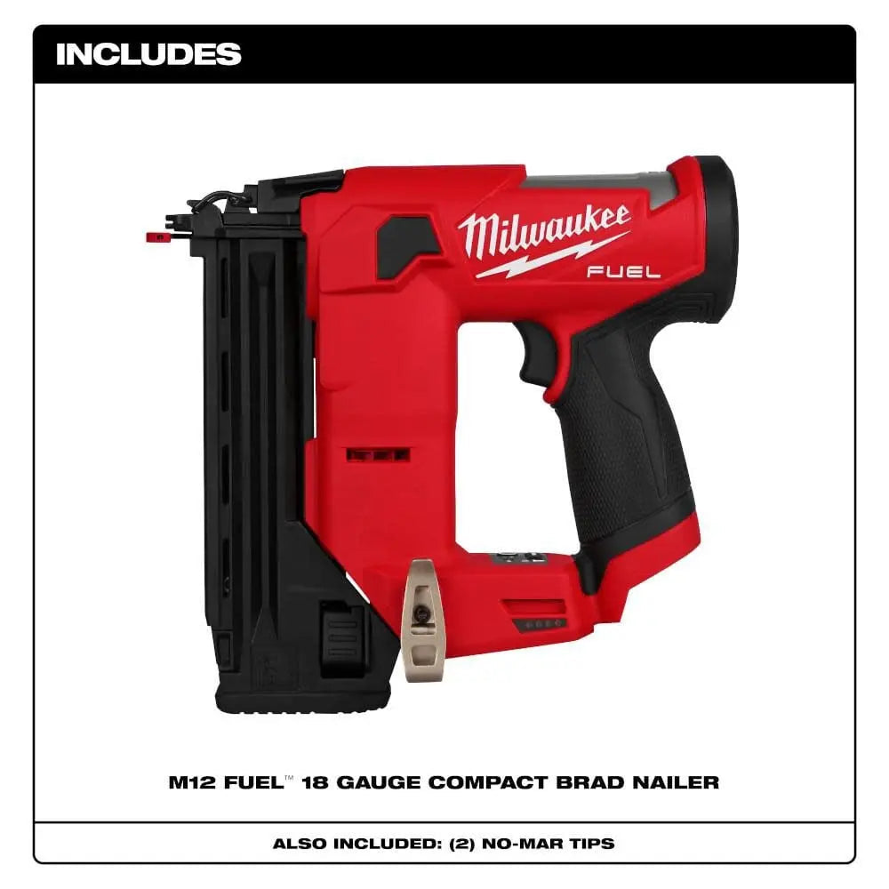 Milwaukee 2541-20 - M12 FUEL™ 18 Gauge Compact Brad Nailer - Wise Line Tools