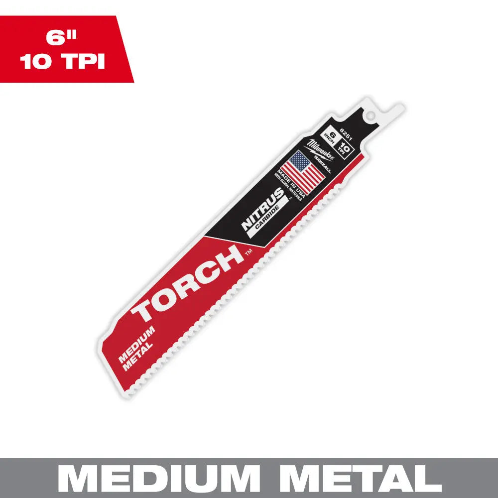 Milwaukee 48-00-6251 - 6" 10TPI The TORCH™ with NITRUS CARBIDE™ Teeth for Medium Metal 1PK - Wise Line Tools
