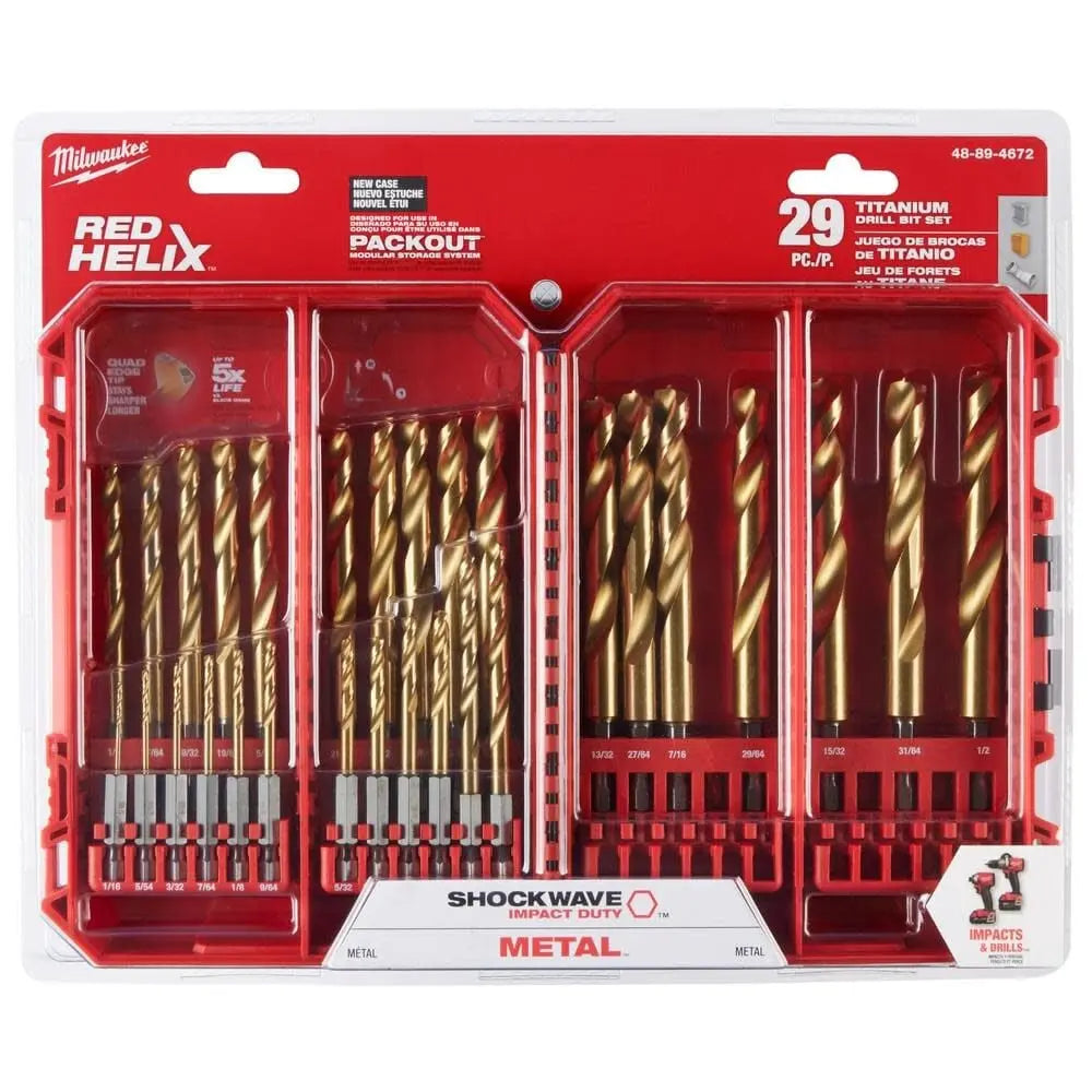Milwaukee 48-89-4672 - SHOCKWAVE Impact Duty™ RED HELIX™ Titanium Drill Bit Set - 29PC