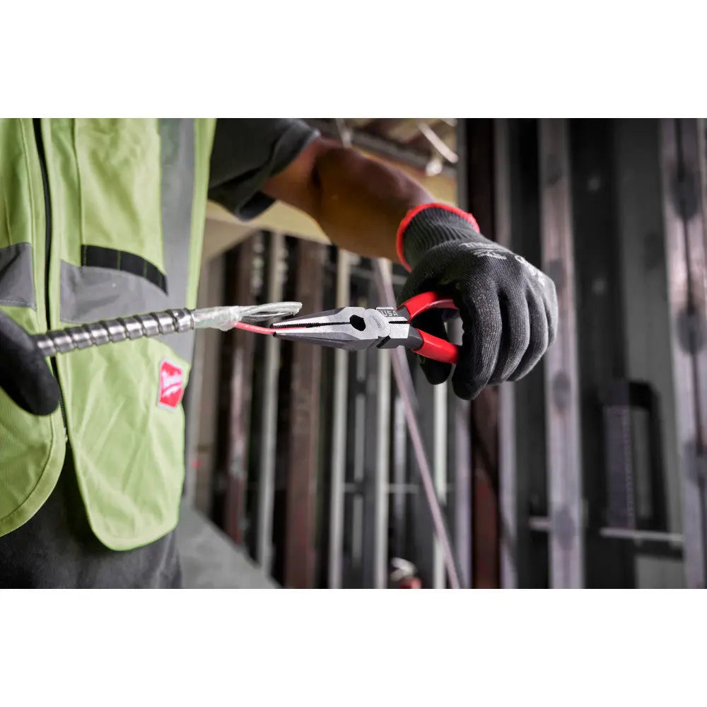 Milwaukee MT505 - 8" Long Nose Dipped Grip Pliers (USA) - Wise Line Tools