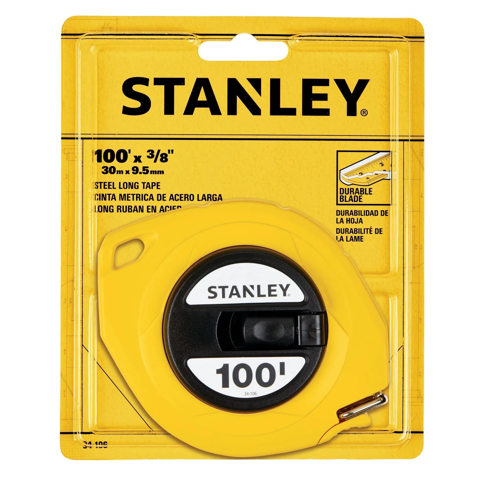 Stanley 34-106 - 3/8 in x 100 ft Closed Case Long Tape STANLEY