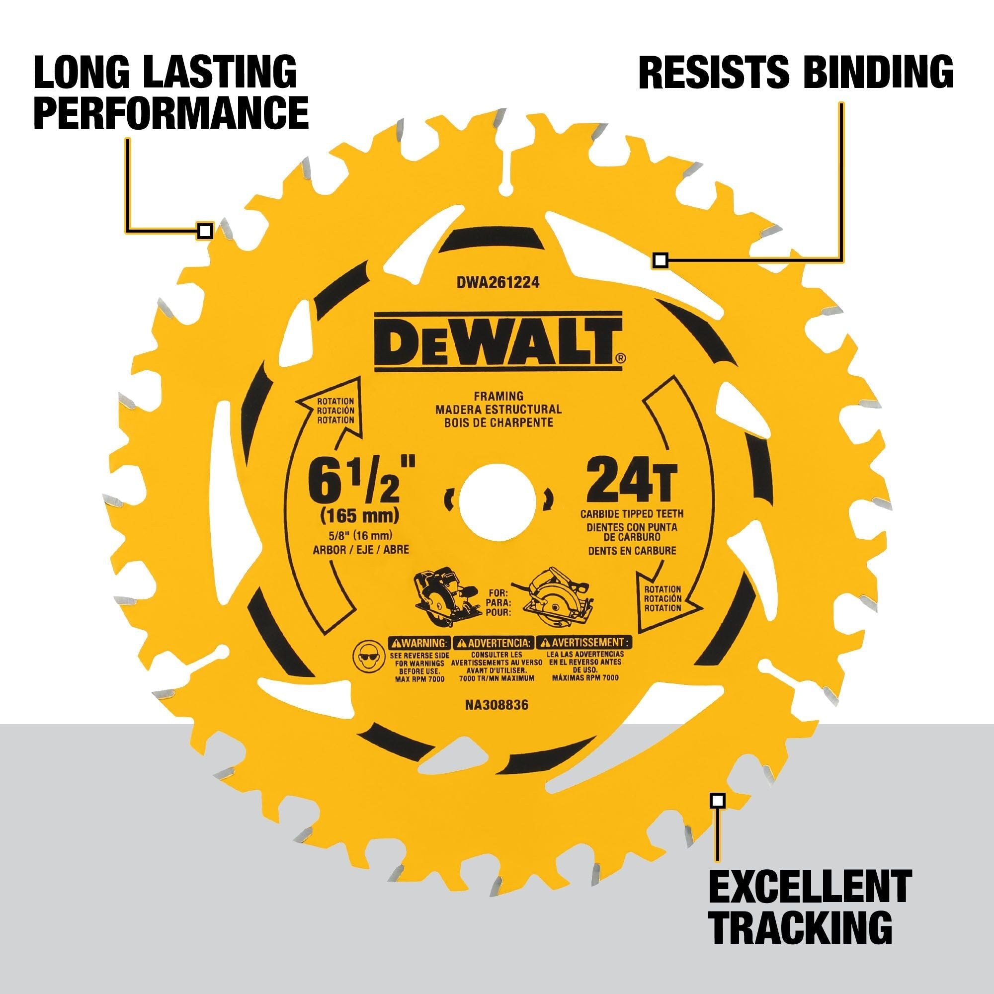 DEWALT DWA261224 – DEWALT 6-1/2 in. 24T Circular Saw Blade DEWALT