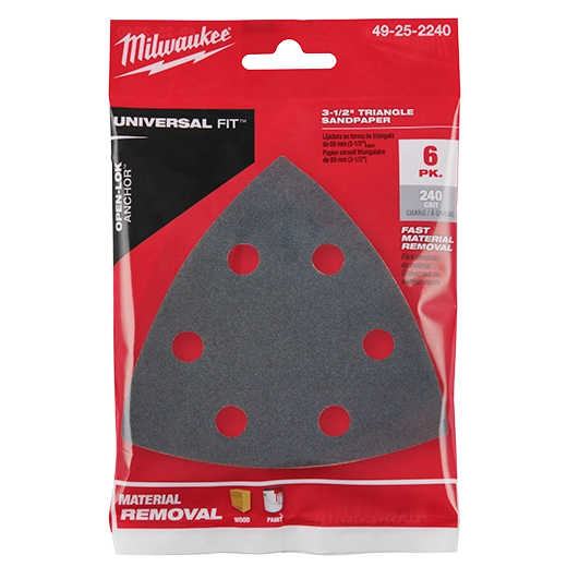 Milwaukee 49-25-2240 - 3-1/2" Triangle Sandpaper 240grit 6pk