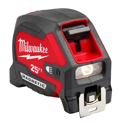 Milwaukee 48-22-0428 - 25ft Magnetic Tape Measure w/ Rechargeable 100L Light