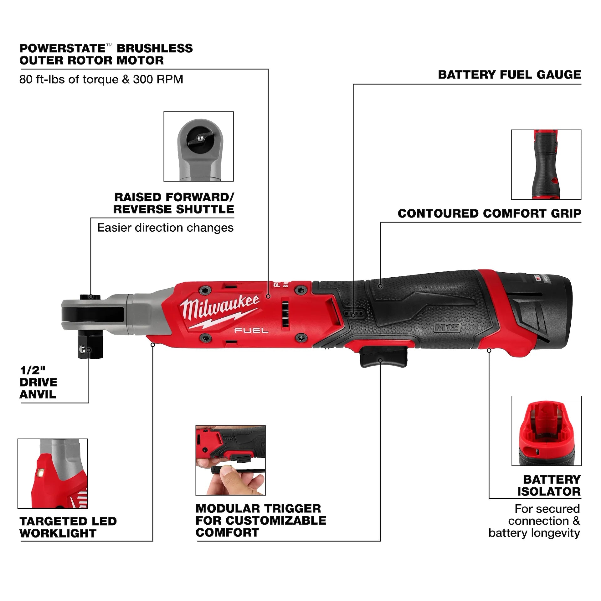 Milwaukee 3054-21 - M12 FUEL™ 1/2" Ratchet Kit