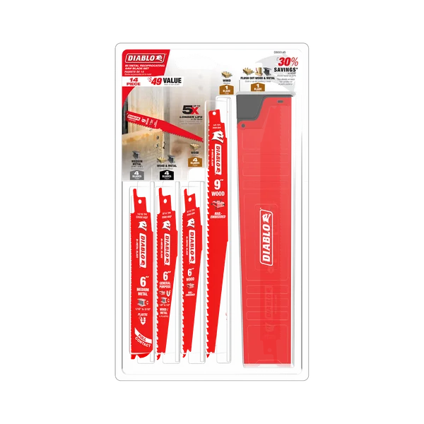 Diablo DS0014S - Bi-Metal Reciprocating Saw Blade Set (14-pc)
