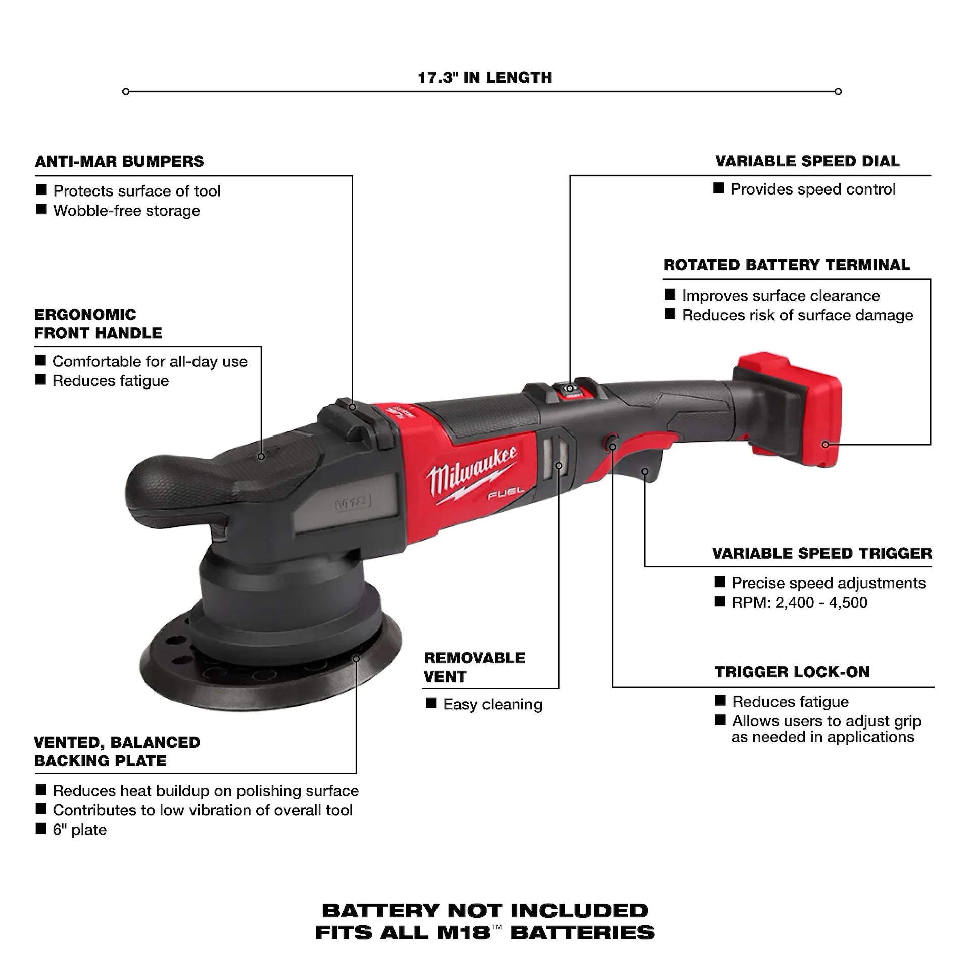 Milwaukee 2685-20 - M18 FUEL 21mm Random Orbital Polisher