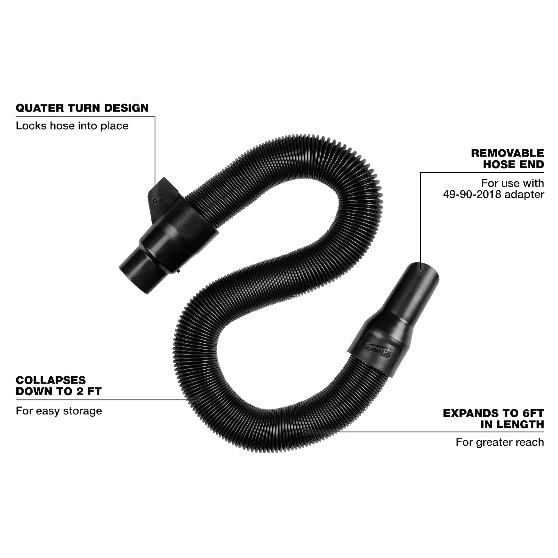 Milwaukee 49-90-2014 - 1-1/4” x 2’-6’ Expandable Vacuum Hose