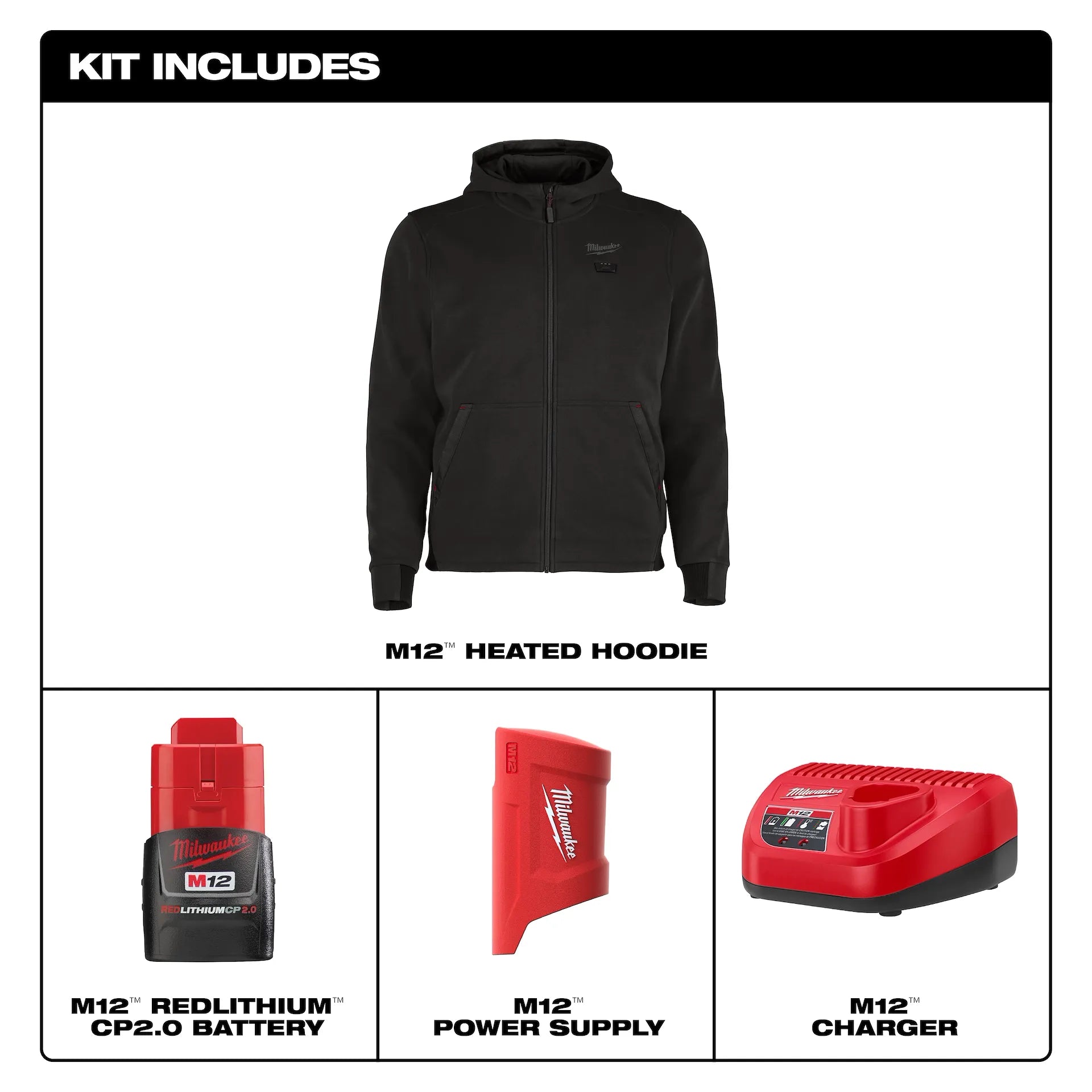 Milwaukee Men's Black Heated Jacket Kit