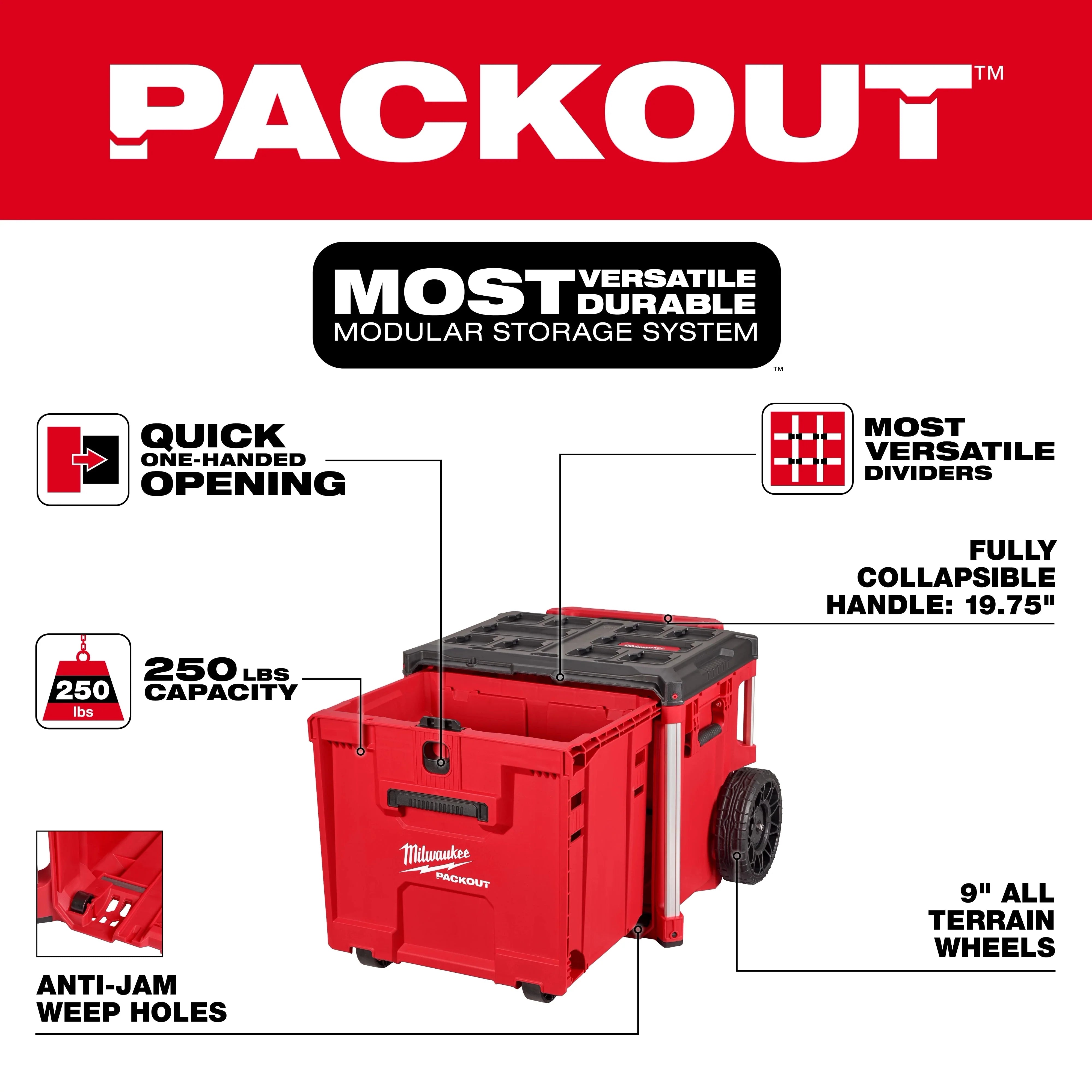 Milwaukee - 48-22-8420 - PACKOUT™ Rolling Drawer Tool Box MILWAUKEE