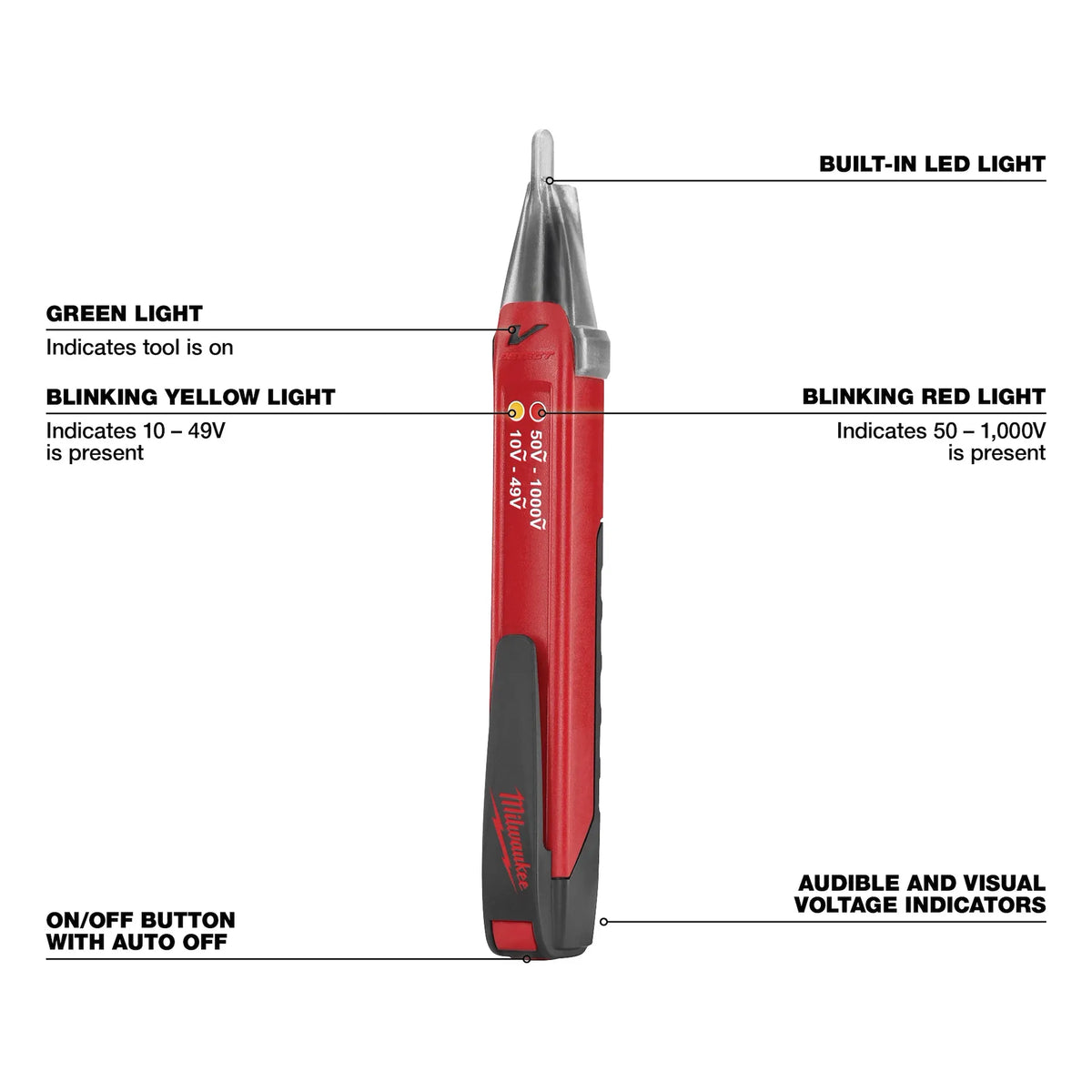 Milwaukee 2203-20 - 10-1000Ṽ Dual Range Voltage Detector