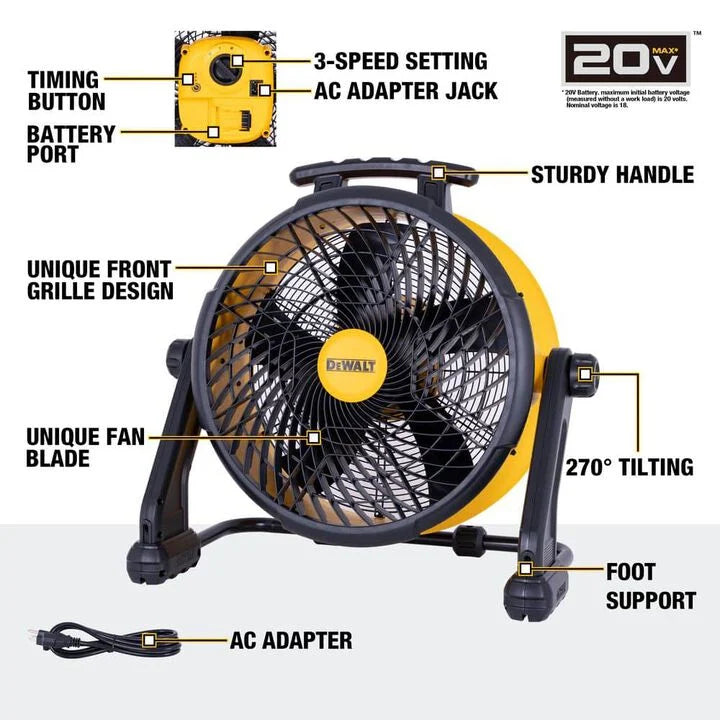 DEWALT DXF1850B - 18" 20V AC/DC 4000 CFM Drum Fan