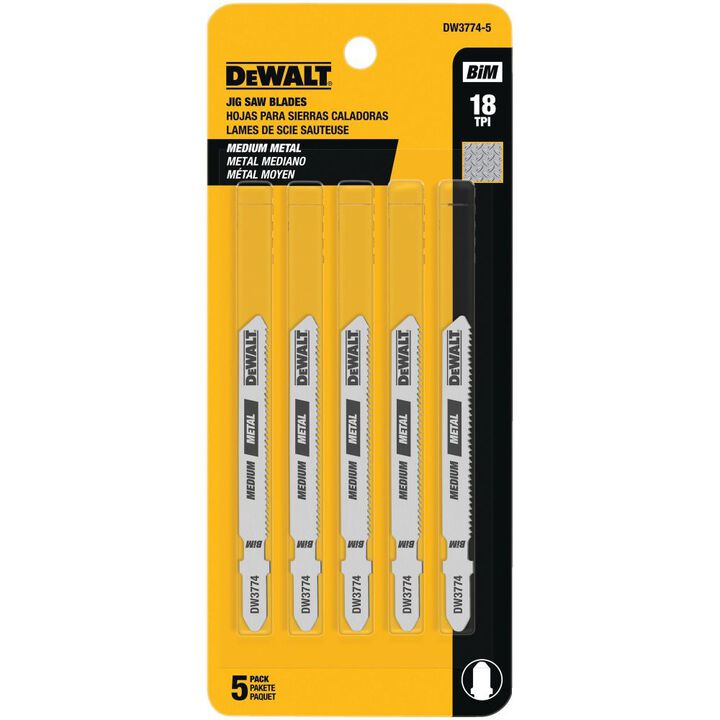 DEWALT DW3774-5 - 3in 18 TPI T-shank Cobalt Alloy Steel Jig Saw Blade 5pk