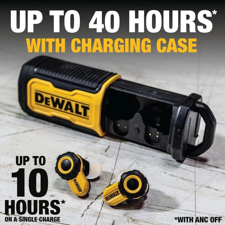 DEWALT DXMA1902097 - Jobsite Pro-X2 38 dB Wireless Earbuds with ANC and Charging Case