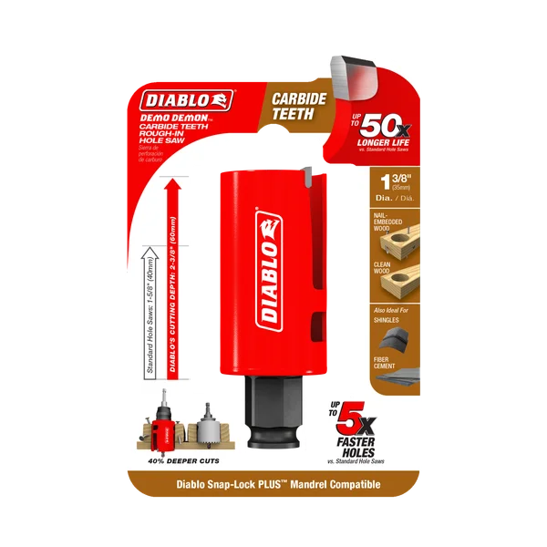 Diablo DHS1375CTR - 1-3/8" Demo Demon™ Carbide Teeth Rough-In Hole Saw