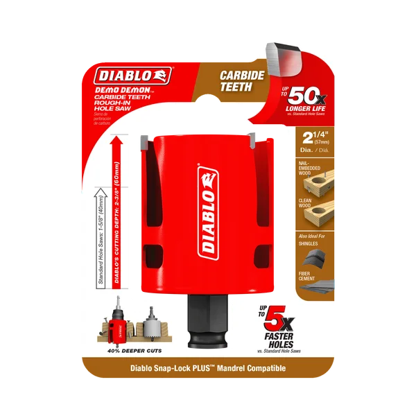 Diablo DHS2250CTR - 2-1/4" Demo Demon™ Carbide Teeth Rough-In Hole Saw