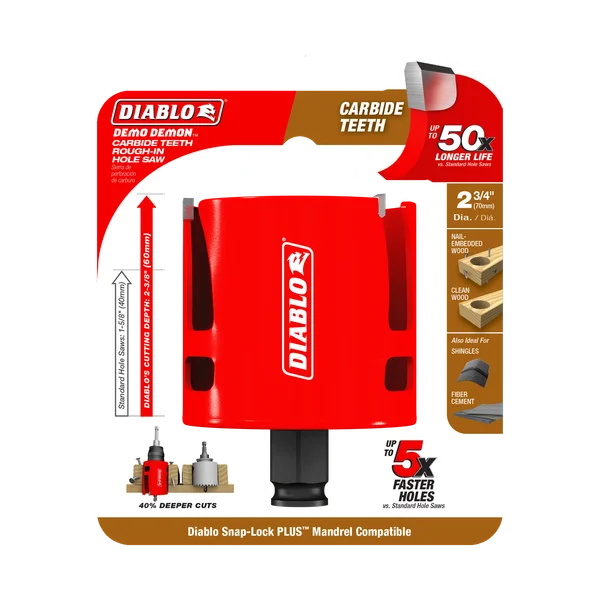 Diablo DHS2750CTR - 2-3/4" Demo Demon™ Carbide Teeth Rough-In Hole Saw