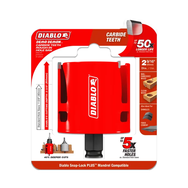 Diablo DHS2563CTR - 2-9/16" Demo Demon™ Carbide Teeth Rough-In Hole Saw