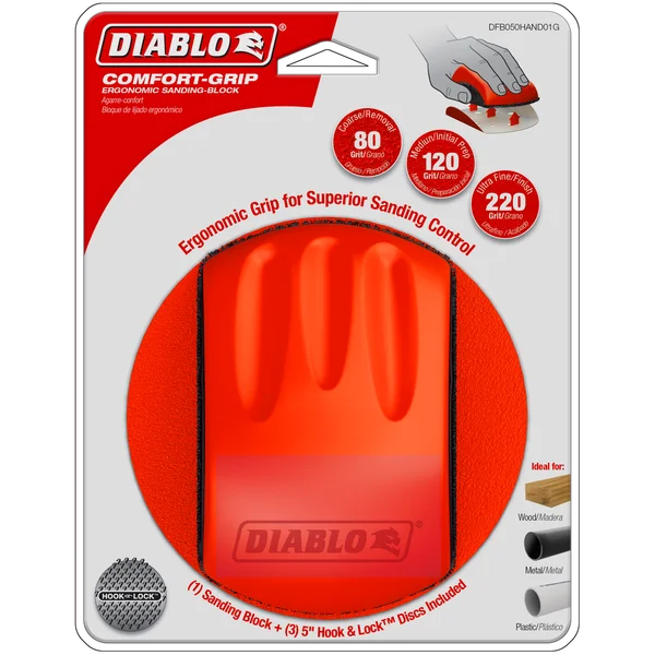 Diablo DFB050HAND01G - Comfort-Grip™ Hand Sanding Block w/ Assorted Discs
