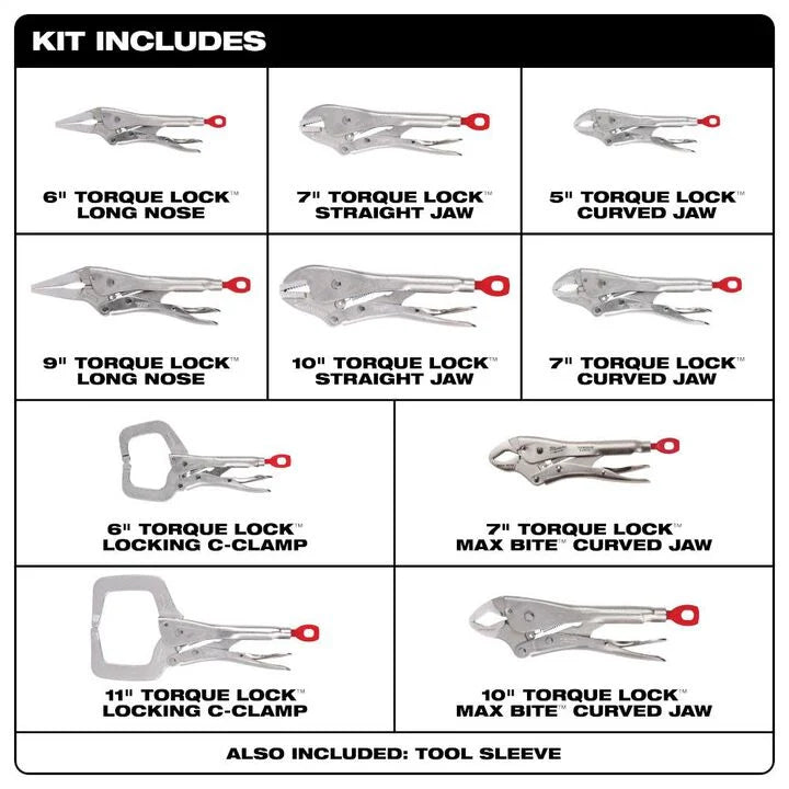 Milwaukee 48-22-3690 - 10Pc TORQUE LOCK Locking Pliers Kit