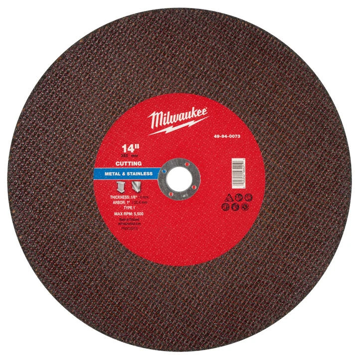 Milwaukee 49-94-0073 - 14" x 1/8" x 1" Metal Cut Off Wheel -Type 1