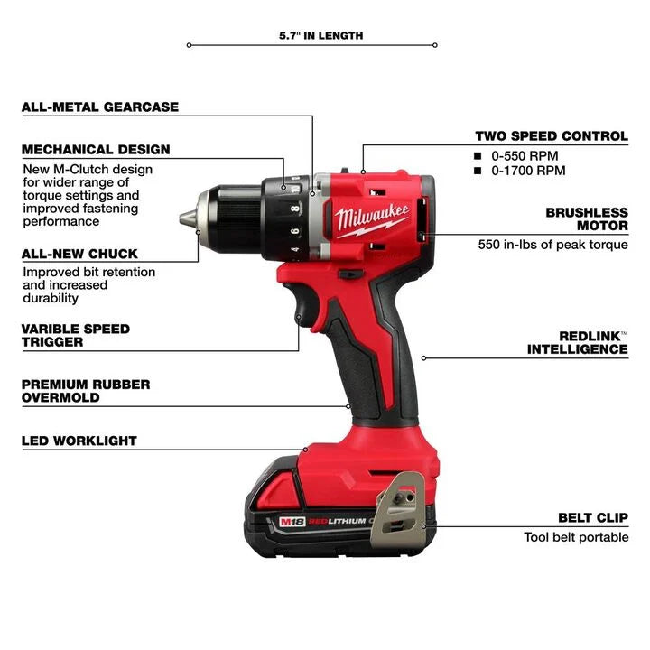 Milwaukee 3692-22CT - Milwaukee M18 Compact 2-Tool Combo Kit