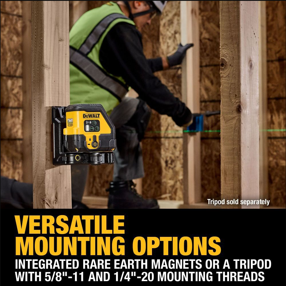 DEWALT DCLE14201GB - USB Rechargeable Green Cross Line Laser Base Kit