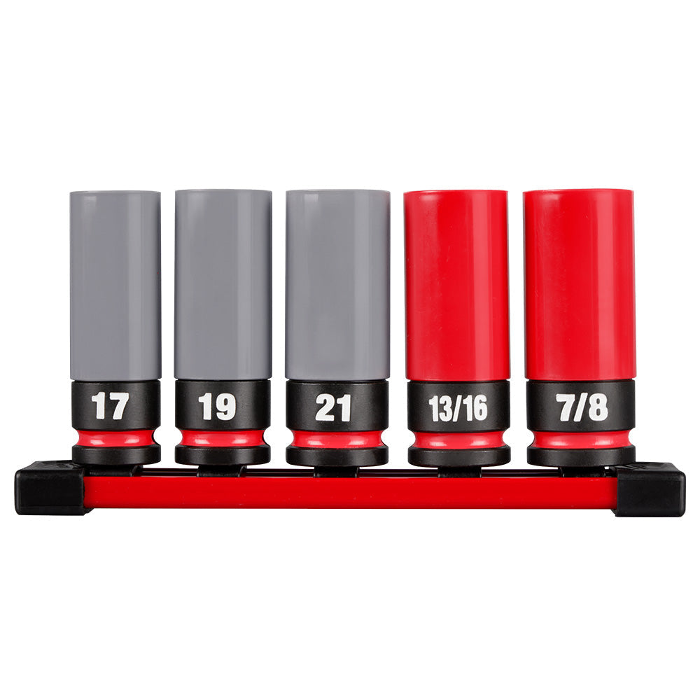 Milwaukee 49-66-7831 - SHOCKWAVE Impact Duty™ 1/2 Drive SAE & Metric 5PC Lug Nut Wheel Socket Set - Wise Line Tools