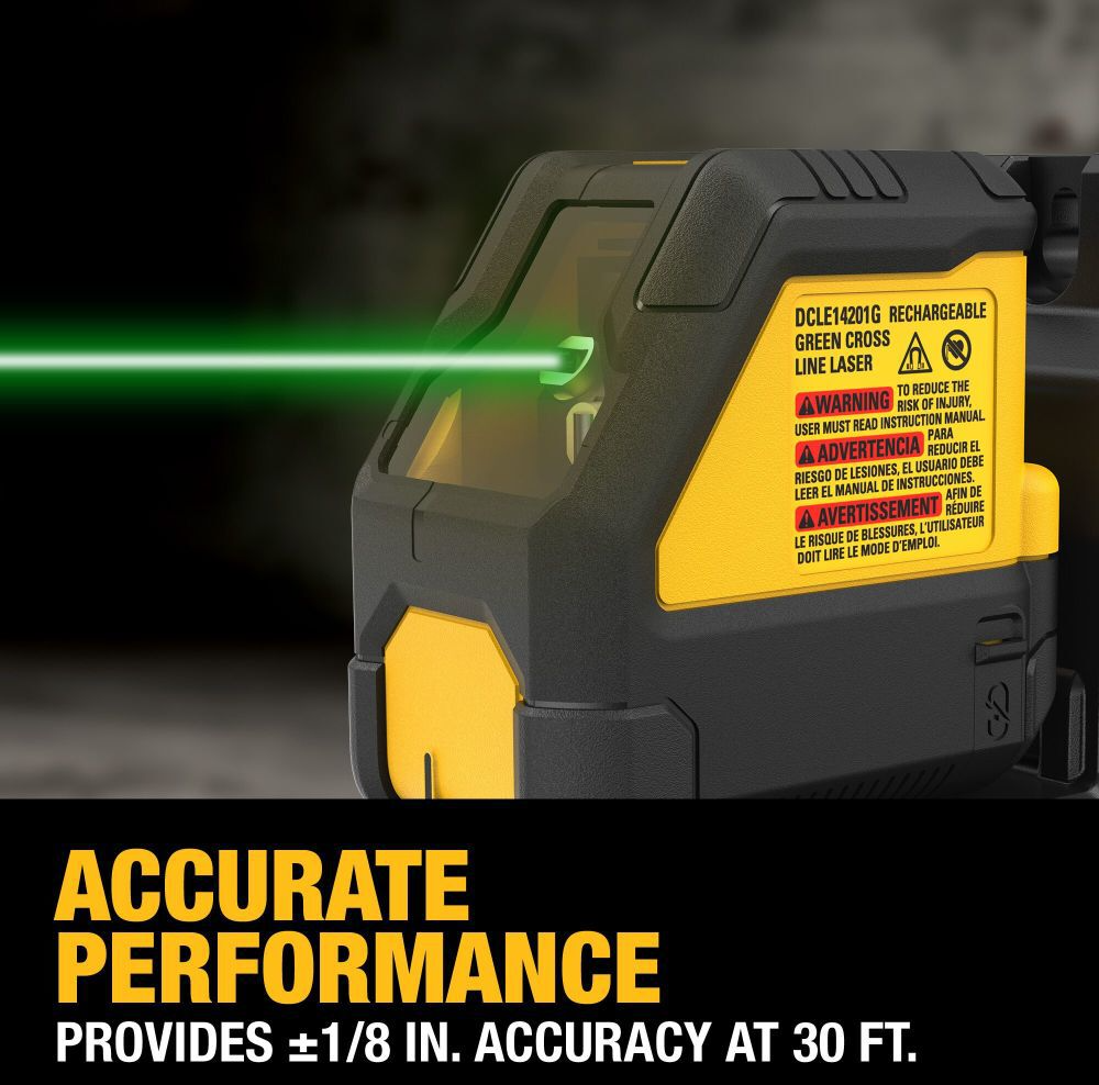 DEWALT DCLE14201GB - USB Rechargeable Green Cross Line Laser Base Kit