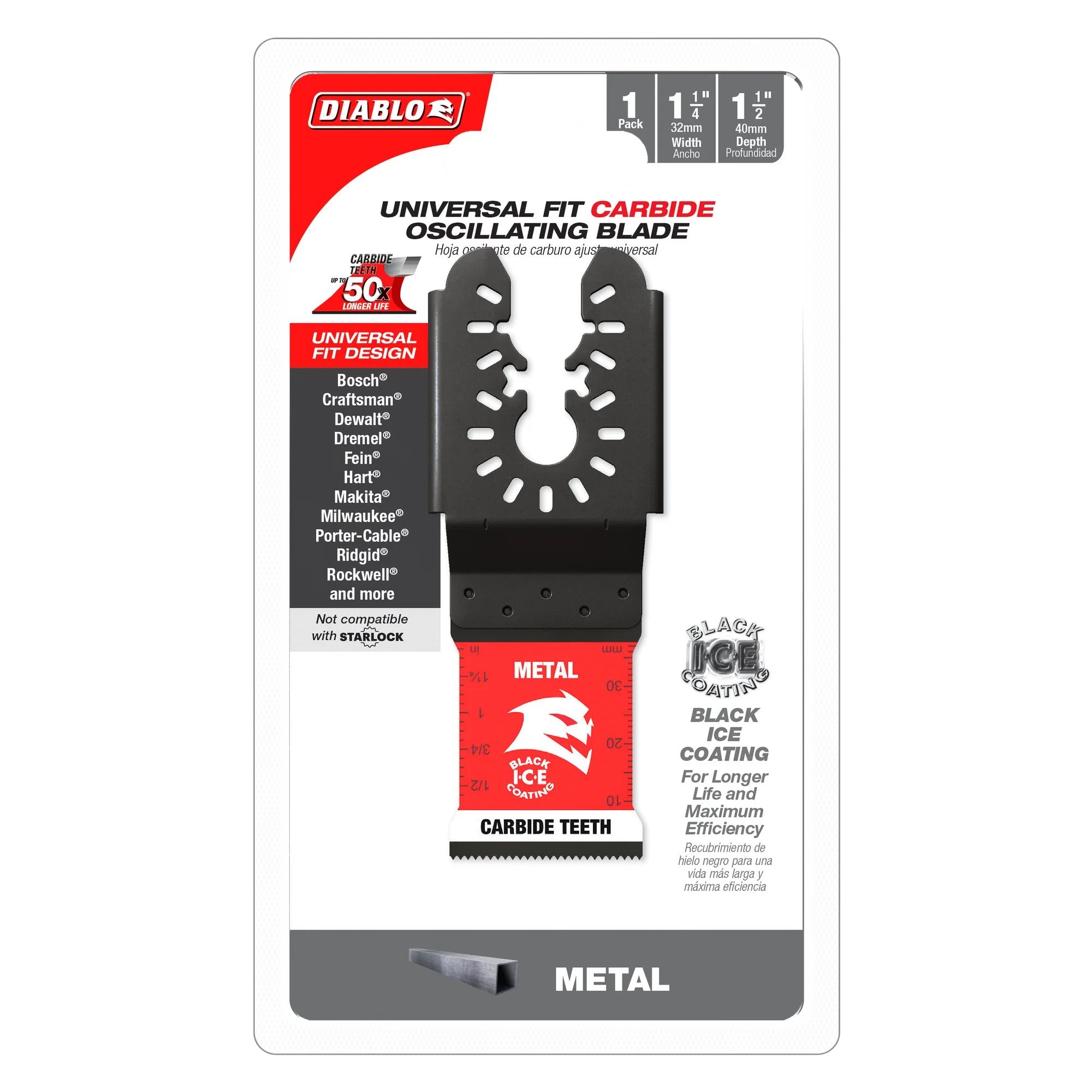 Diablo DOU125CF- 1-1/4 in. Universal Fit Carbide Oscillating Blade for Metal