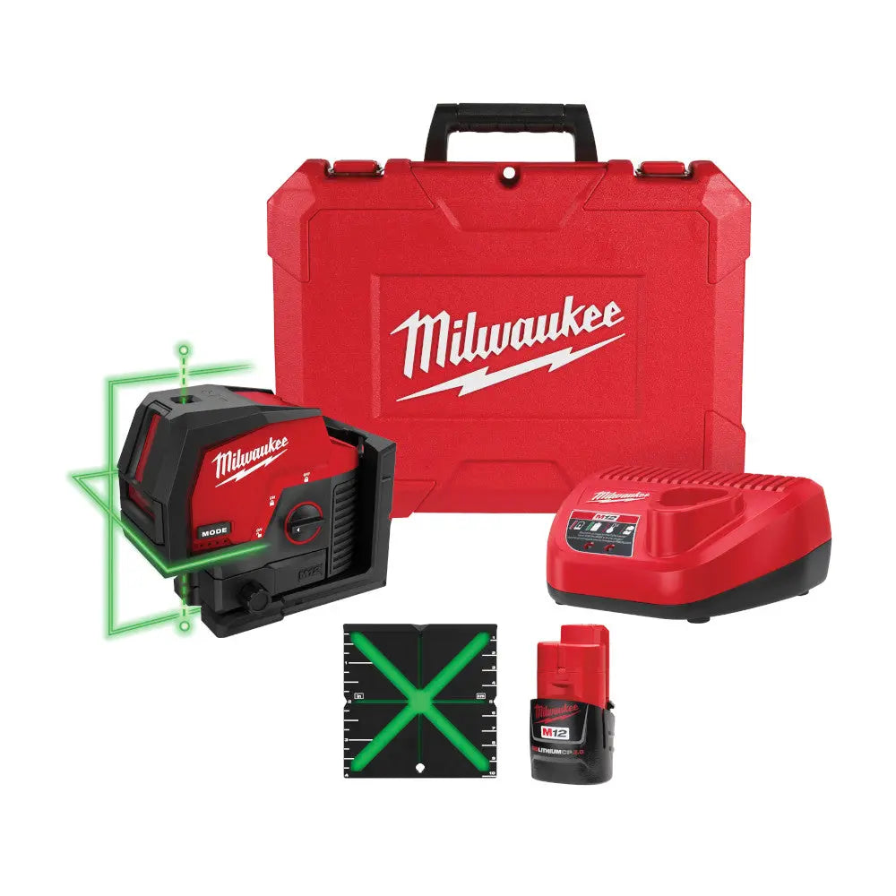 Milwaukee 3622-21 - M12™ Green Cross Line & Plumb Points Laser Kit