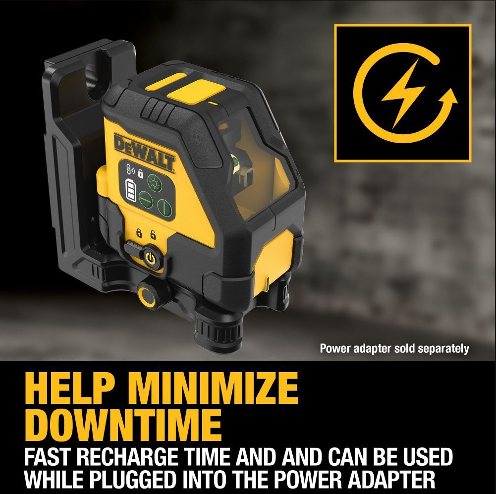 DEWALT DCLE14201GB - USB Rechargeable Green Cross Line Laser Base Kit