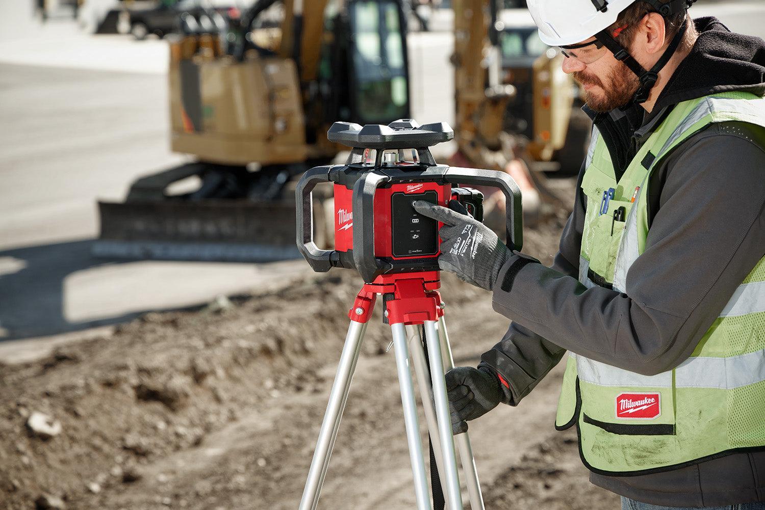 Milwaukee 3701-21T - M18™ Red Exterior Rotary Laser Level Kit w/ Receiver, Tripod, & Grade Rod - Wise Line Tools