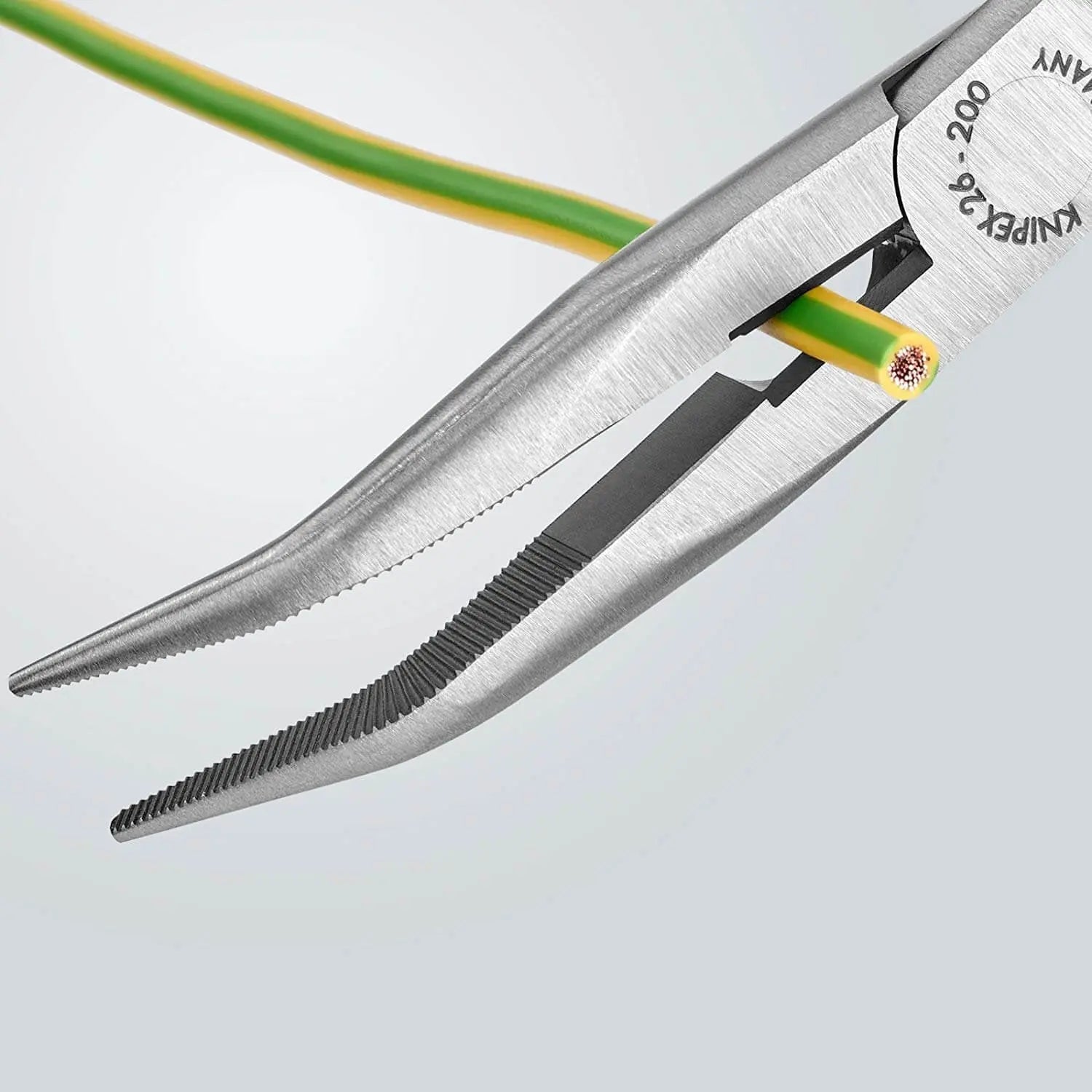 KNIPEX 2621200SBA - 8" Long Nose 40° Angled Pliers with Cutter